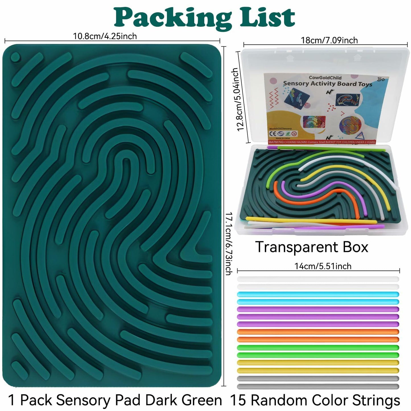 COWGOLDCHILD Silicone Sensory Activity Board Toy Kids 3+ Double-Sided Pad