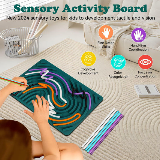 COWGOLDCHILD Silicone Sensory Activity Board Toy Kids 3+ Double-Sided Pad