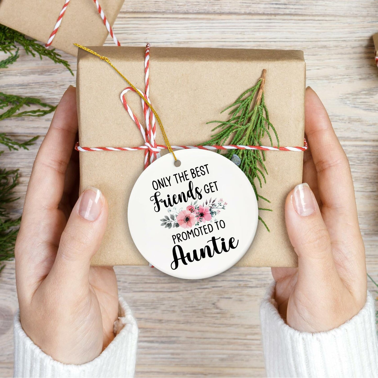 Voatok Promoted to Auntie Ornament Pregnancy Announcement Gift Decor
