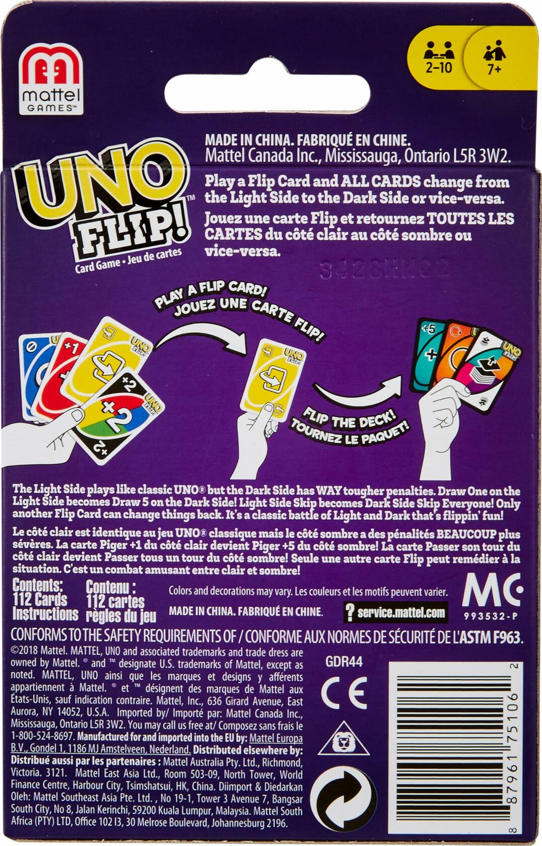 Mattel UNO FLIP! Family Card Game 112 Cards Sturdy Storage Tin Ages 7+