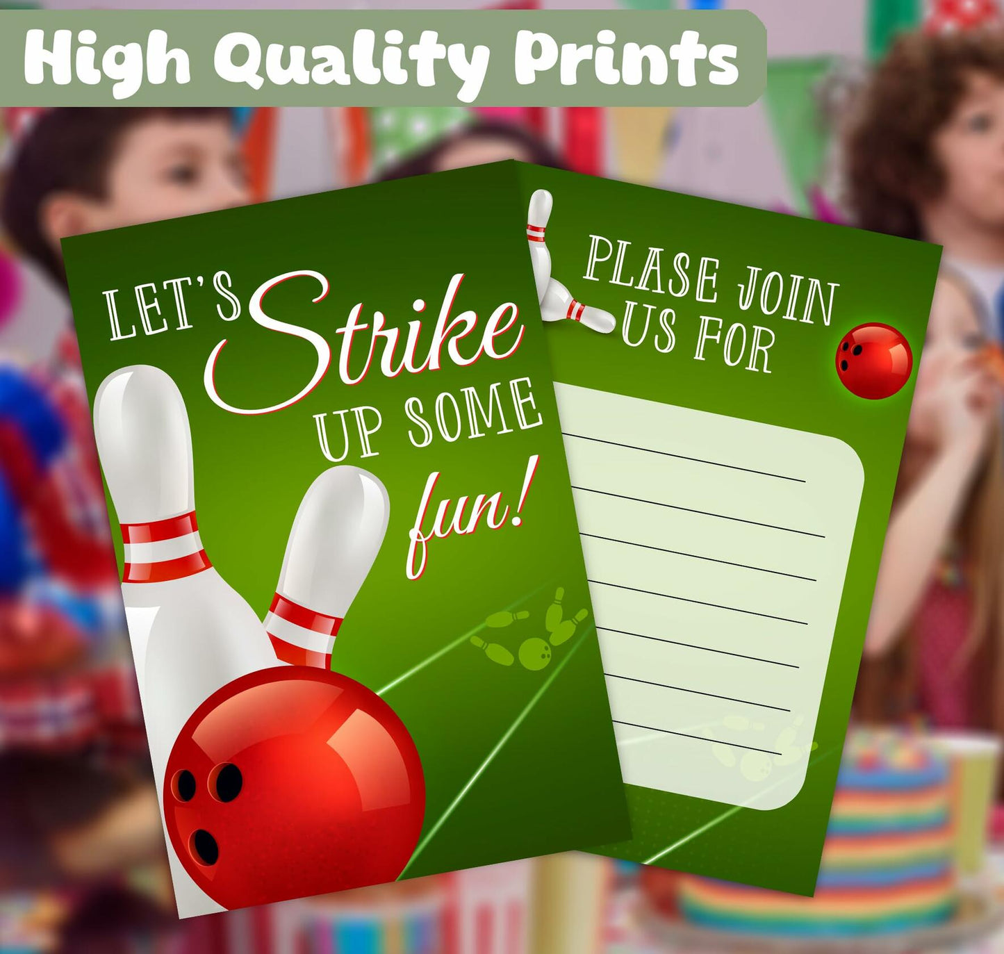 Feyerr Bowling Birthday Invitations for Boys Girls 30 Count Double Sided Cards