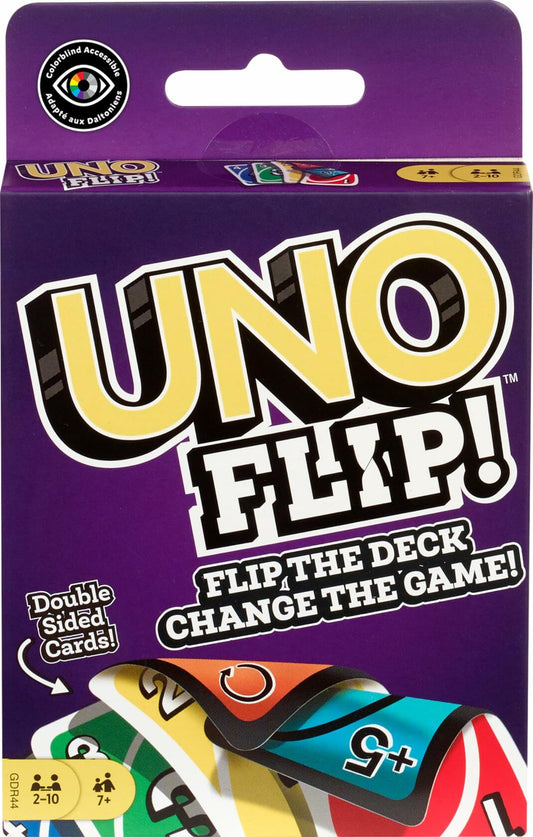 Mattel UNO FLIP! Family Card Game 112 Cards Sturdy Storage Tin Ages 7+