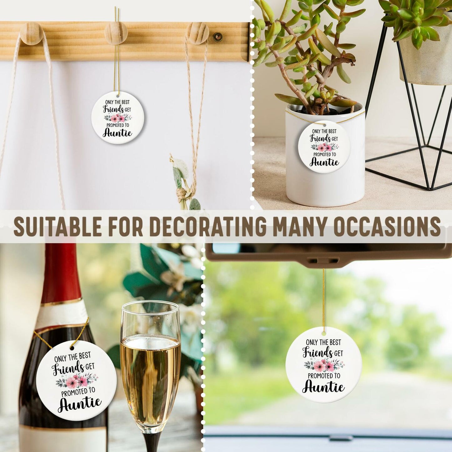 Voatok Promoted to Auntie Ornament Pregnancy Announcement Gift Decor