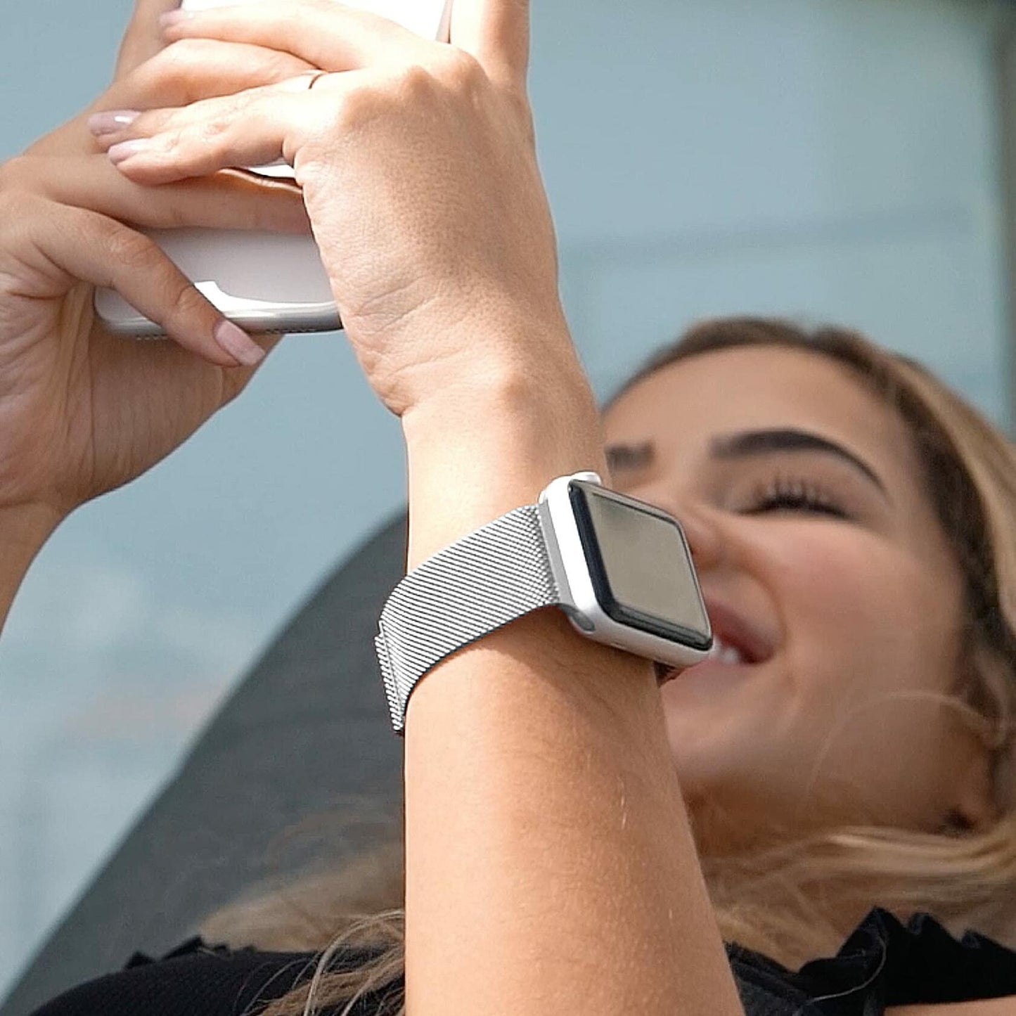TALK WORKS Stainless Steel Mesh Watch Band for Apple Watch 38-41mm Silver