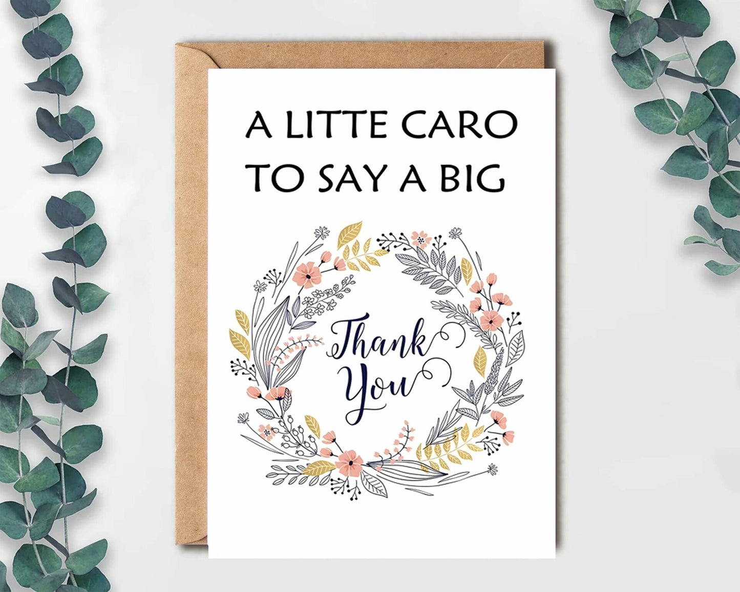 MINGUANGXIXSW Floral Thank You Cards with Kraft Envelopes 8.5x5.5 Inch