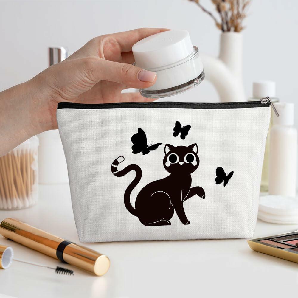 Henhesaha Cute Cat Mom Makeup Bag Cosmetic Travel Toiletry Bag for Women