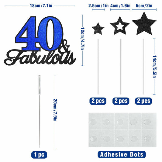 40 & Fabulous Cake Topper 40th Birthday Party Decor Black Rose Gold