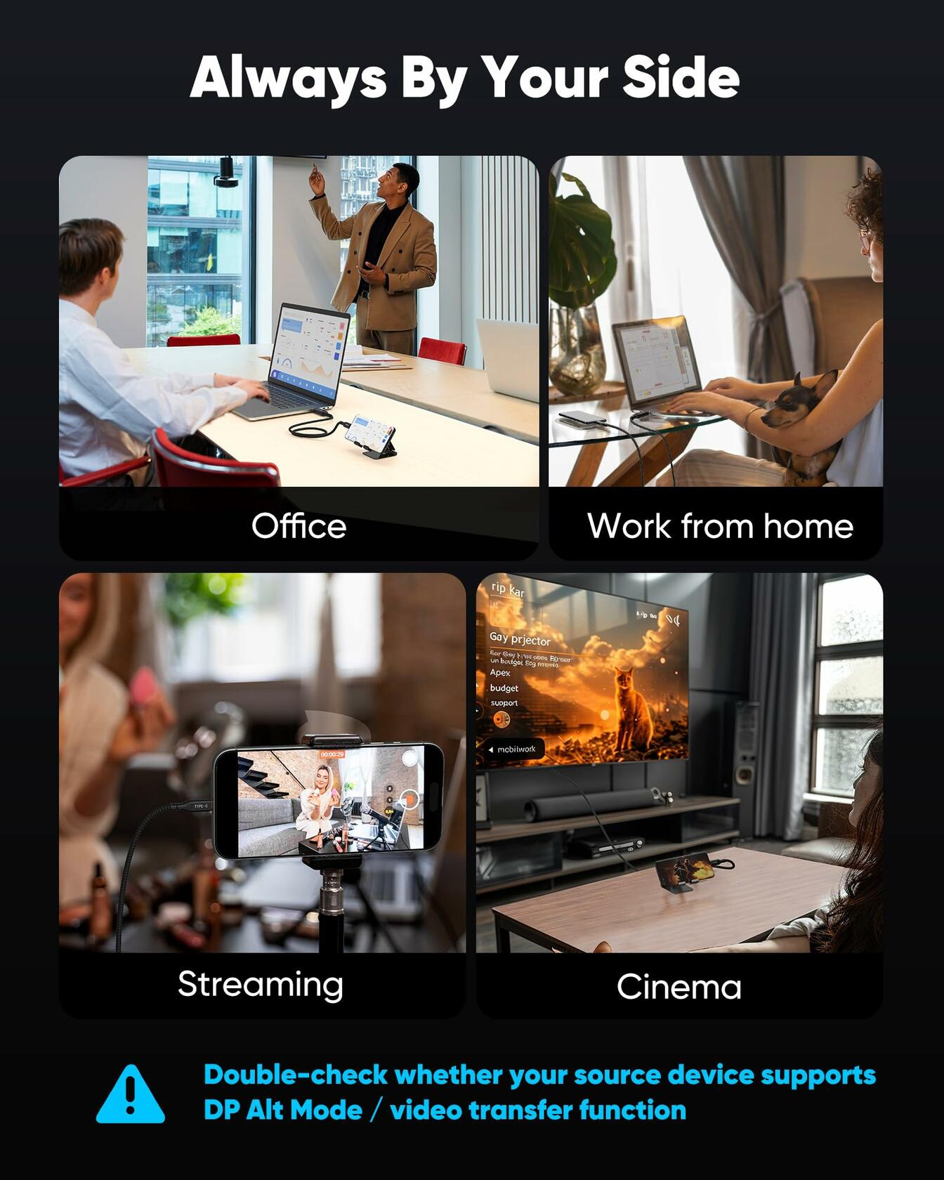 Highwings USB C to HDMI Cable 3.3ft 4K@60Hz Thunderbolt 3/4 Compatible Black