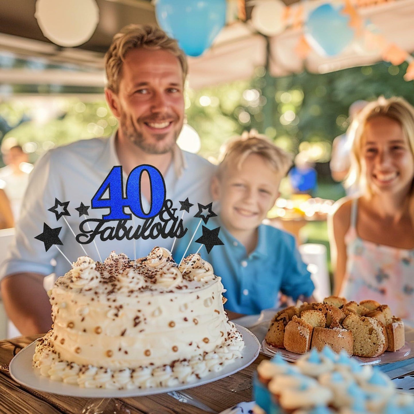 40 & Fabulous Cake Topper 40th Birthday Party Decor Black Rose Gold