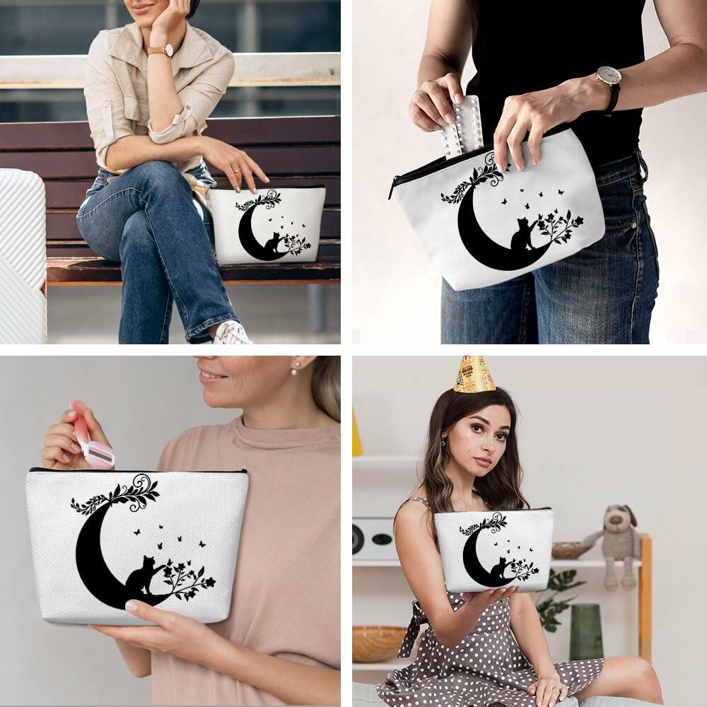 Witchy Cat Makeup Bag Cosmetic Bag Travel Toiletry Bag Black Gifts Women