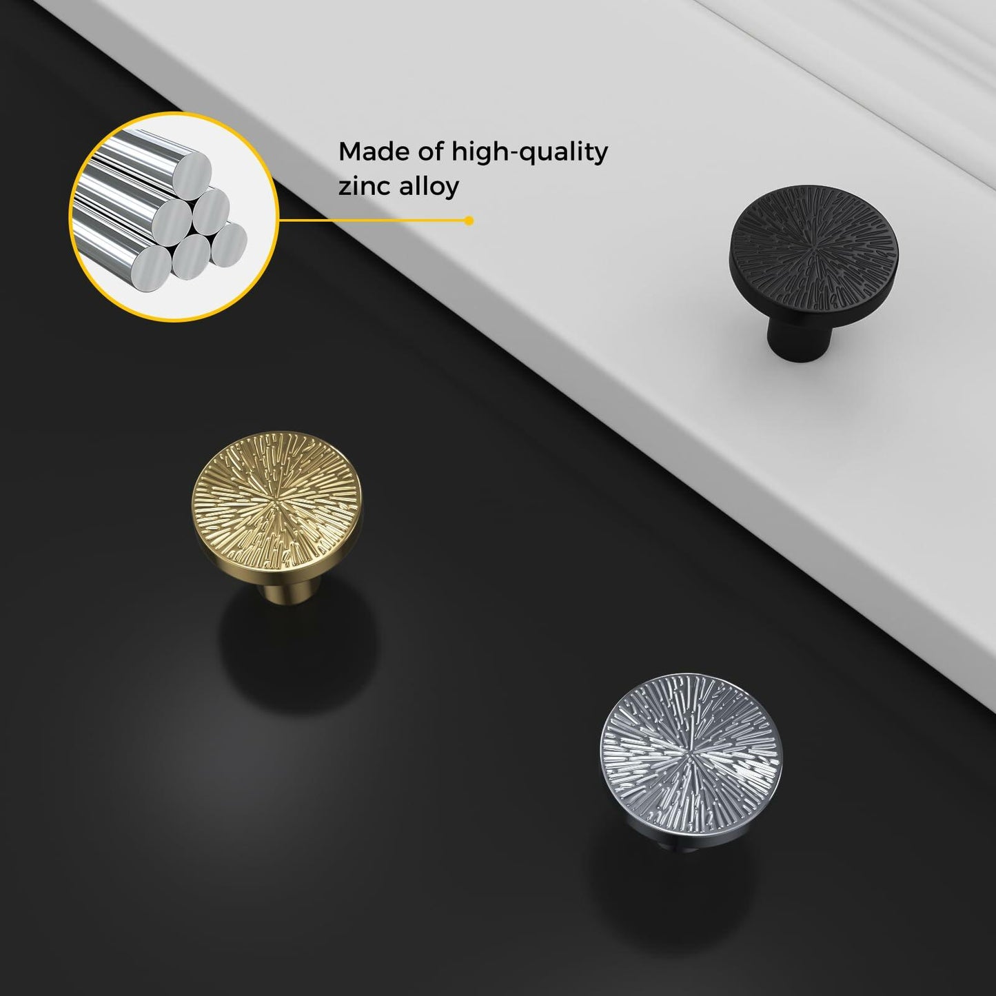 Rergy 10 Pack Silver Zinc Alloy Drawer Knobs Cabinet Pulls Decorative Hardware
