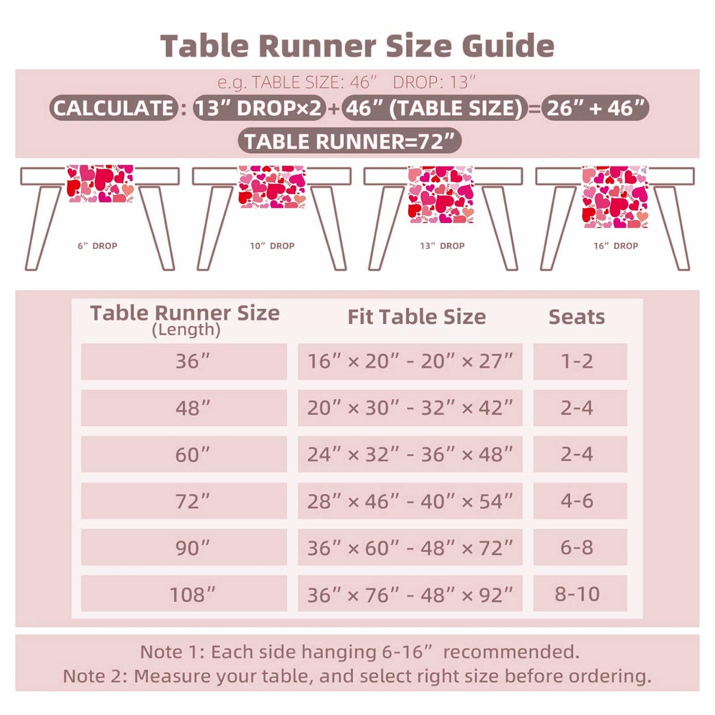 Joyfol Day Valentines Table Runner Red Love Heart 13x48 Inches