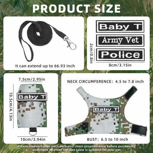 AnoleAir Bearded Dragon Adjustable Harness and Leash Green