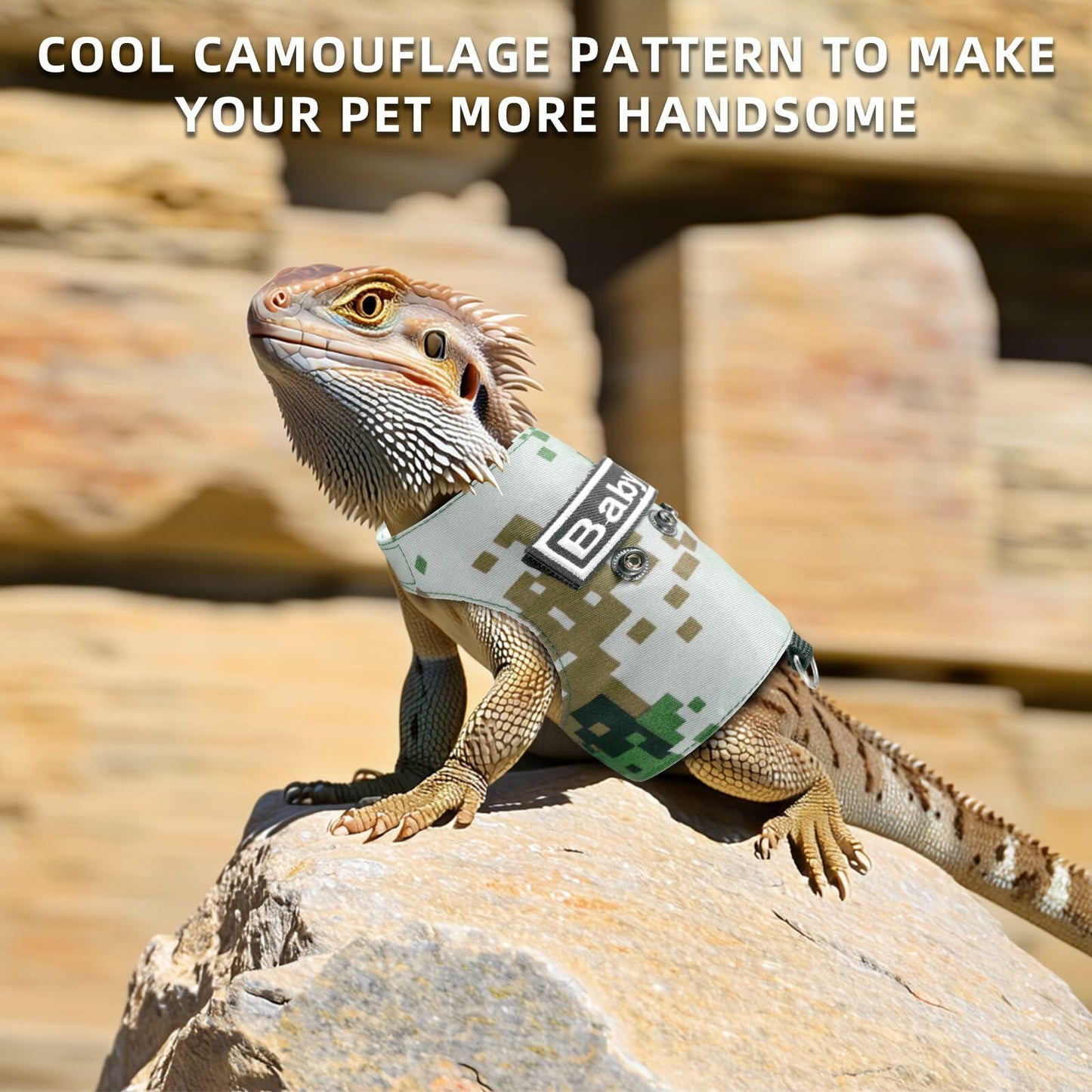 AnoleAir Bearded Dragon Adjustable Harness and Leash Green