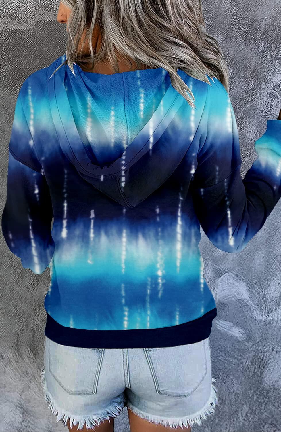VIEACTIVEWEAR Blue Tie Dye Hoodie Lightweight Long Sleeve Pullover Size 3XL