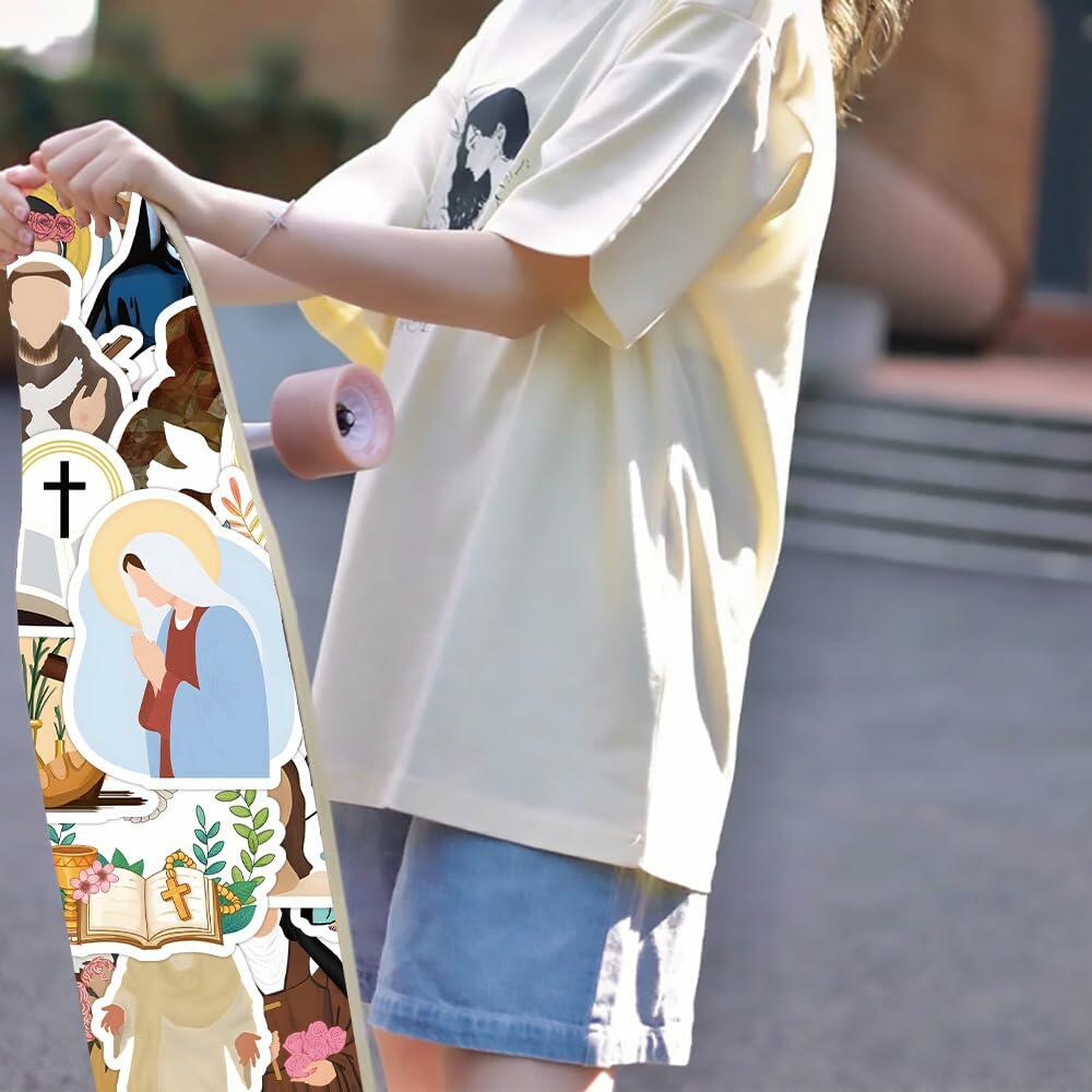 TaDadaPAO Cloisterer Christian Cross Stickers Waterproof Vinyl 50 Pcs