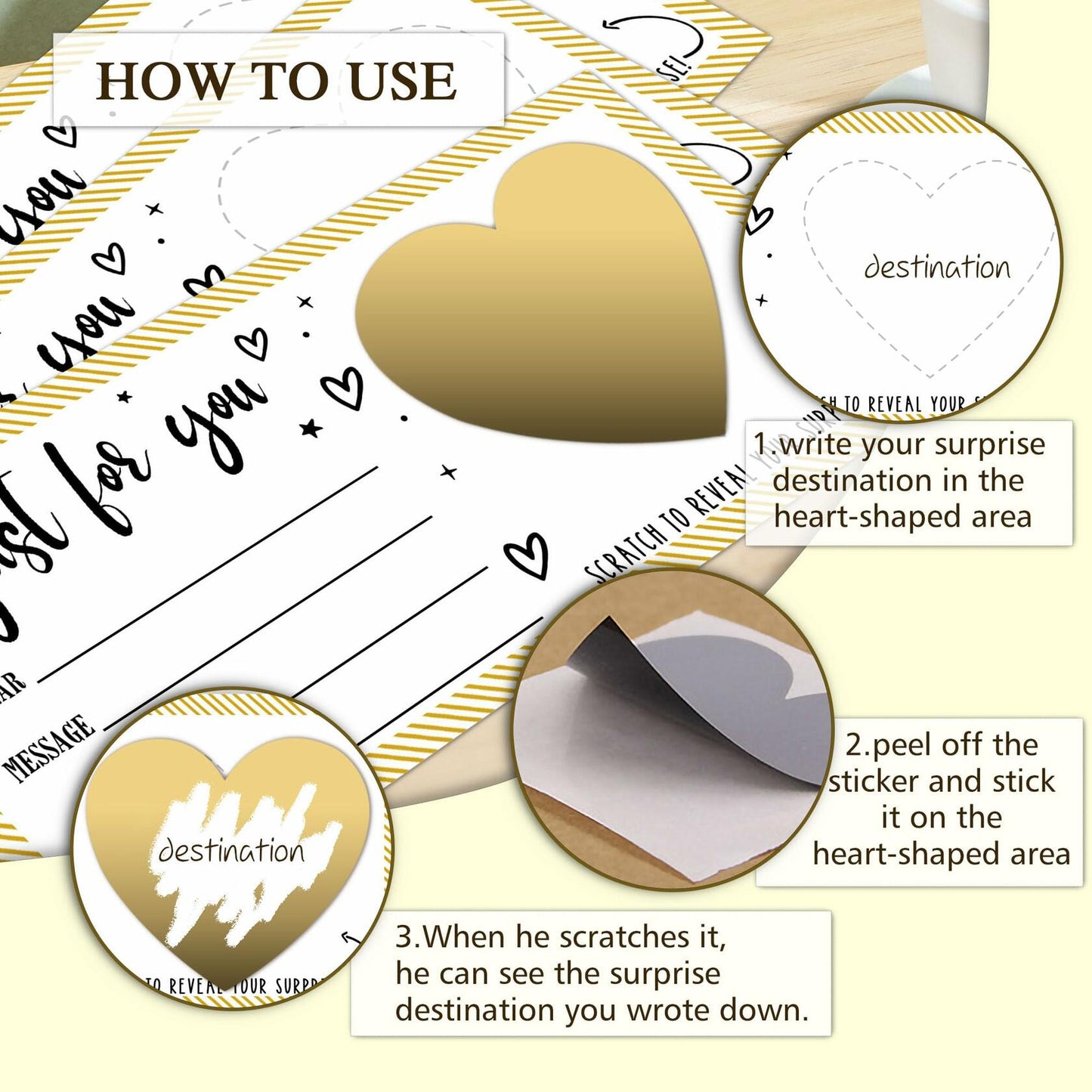 Just For You Surprise Scratch Cards 3x8in Gold 2 Set Personalized Gift
