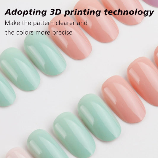 Press On Nails Short Square 24pcs Reusable Colorful Full Cover False Nails