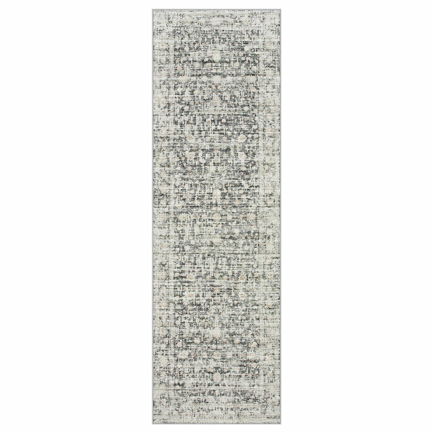 Hedlive Vintage Hallway Runner 2.6x8 Brick Red/White Non Slip Carpet