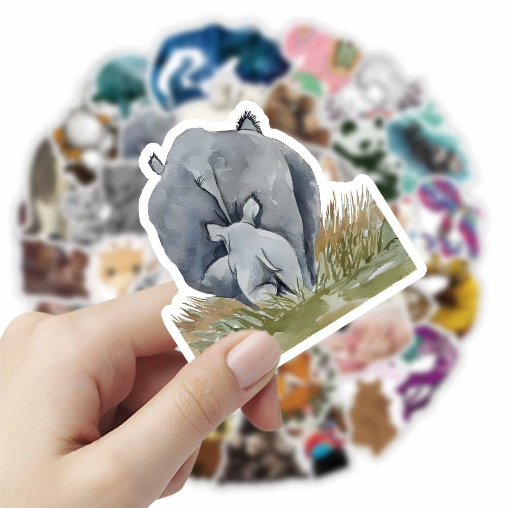 TaDadaPAO Cute Animal Stickers Zoo Theme Vinyl Waterproof 50Pcs Decals