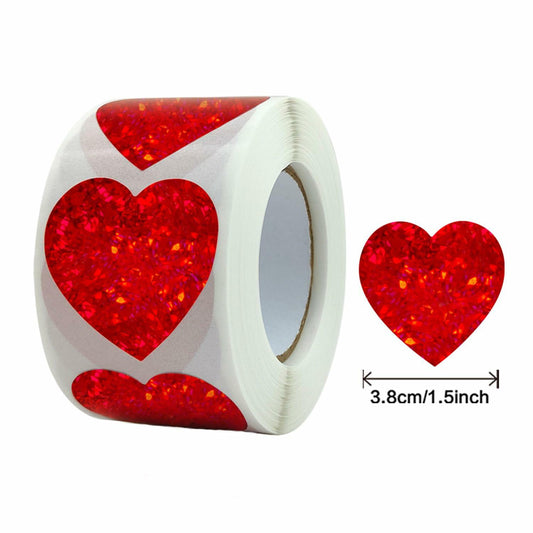 Dzrige 500pcs Red Heart Shape Glitter Stickers Love Scrapbooking Labels