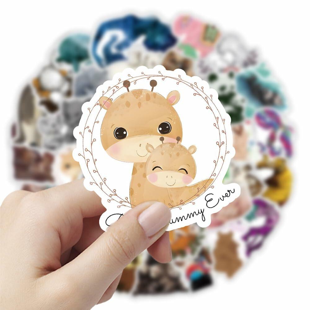 TaDadaPAO Cute Animal Stickers Zoo Theme Vinyl Waterproof 50Pcs Decals