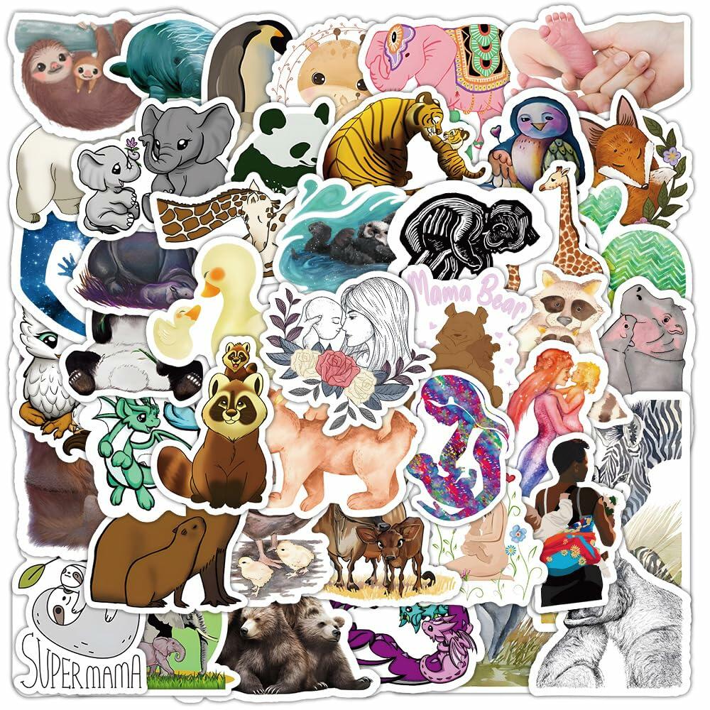TaDadaPAO Cute Animal Stickers Zoo Theme Vinyl Waterproof 50Pcs Decals