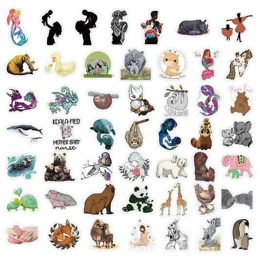 TaDadaPAO Cute Animal Stickers Zoo Theme Vinyl Waterproof 50Pcs Decals