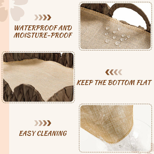 Rectangle Serving Tray with Handles Brown Food Fruit Coffee Table Ottoman Tray