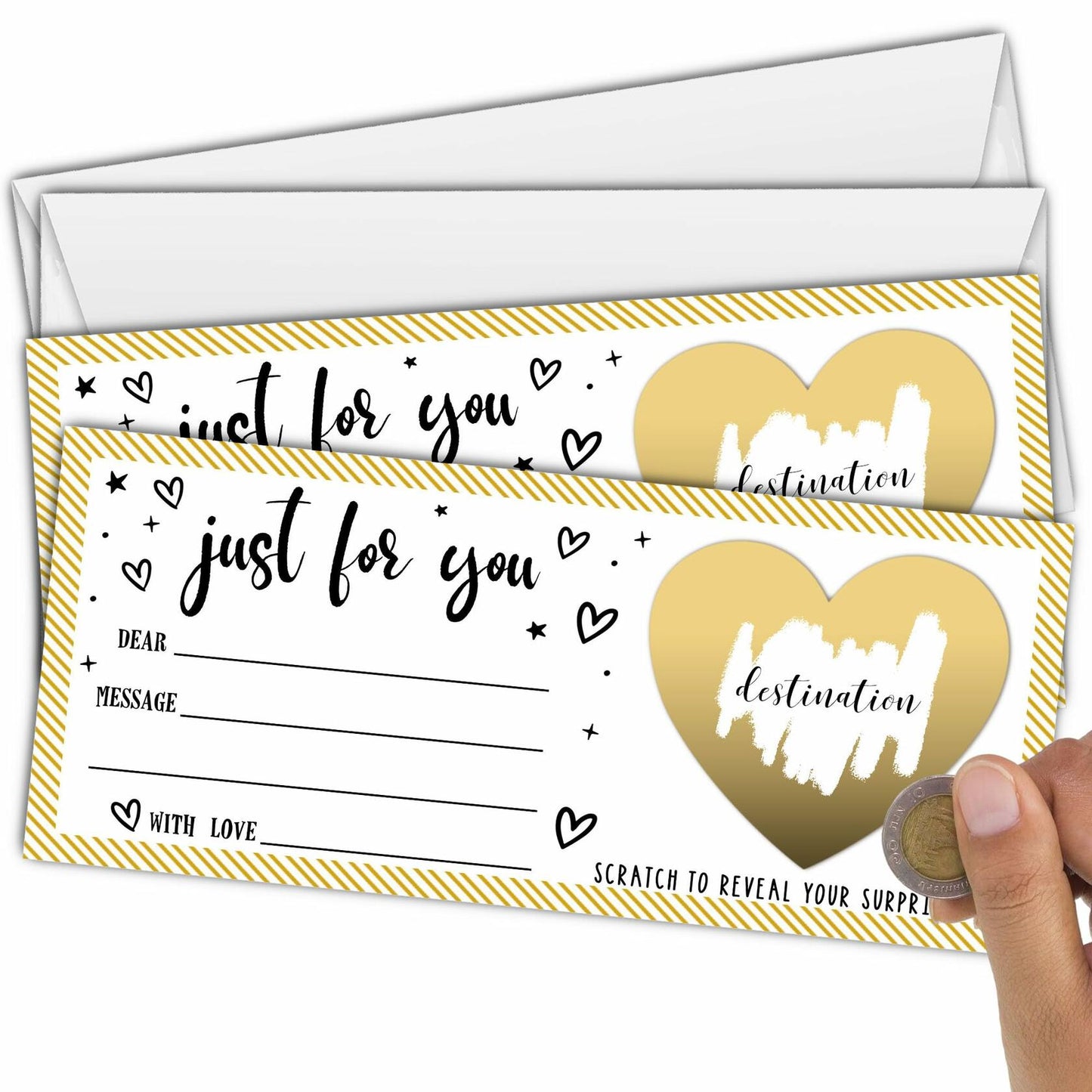 Just For You Surprise Scratch Cards 3x8in Gold 2 Set Personalized Gift