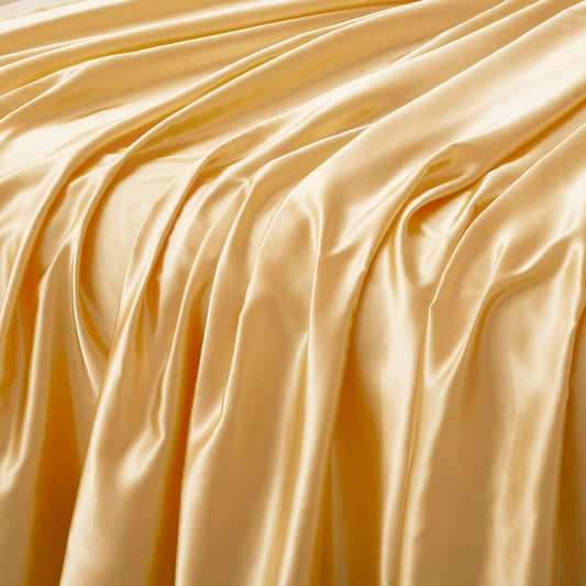 Counfeisly Satin Full Flat Sheet Luxury Silky Soft Bed Top Sheet Gold