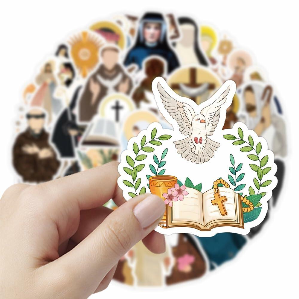 TaDadaPAO Cloisterer Christian Cross Stickers Waterproof Vinyl 50 Pcs