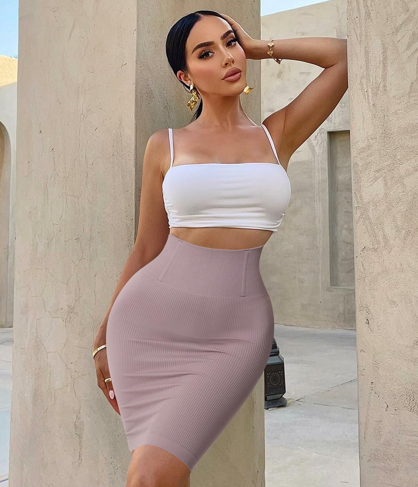 BRABIC Purple Brown High Waisted Knee Length Bodycon Skirt Size Medium