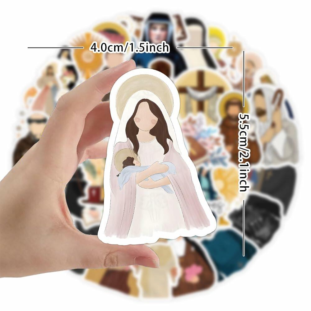 TaDadaPAO Cloisterer Christian Cross Stickers Waterproof Vinyl 50 Pcs