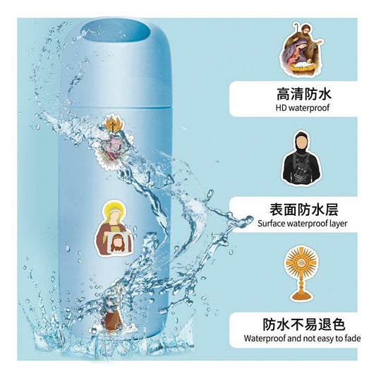 TaDadaPAO Cloisterer Christian Cross Stickers Waterproof Vinyl 50 Pcs