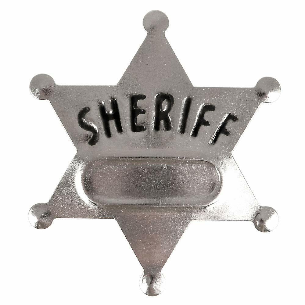 Metal Sheriff Badges Silver Star Name Badges Stickers Pack of 24