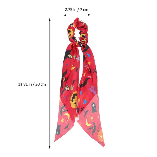 4pcs Halloween Pumpkin Satin Hair Scrunchies Elastics Orange for Girls