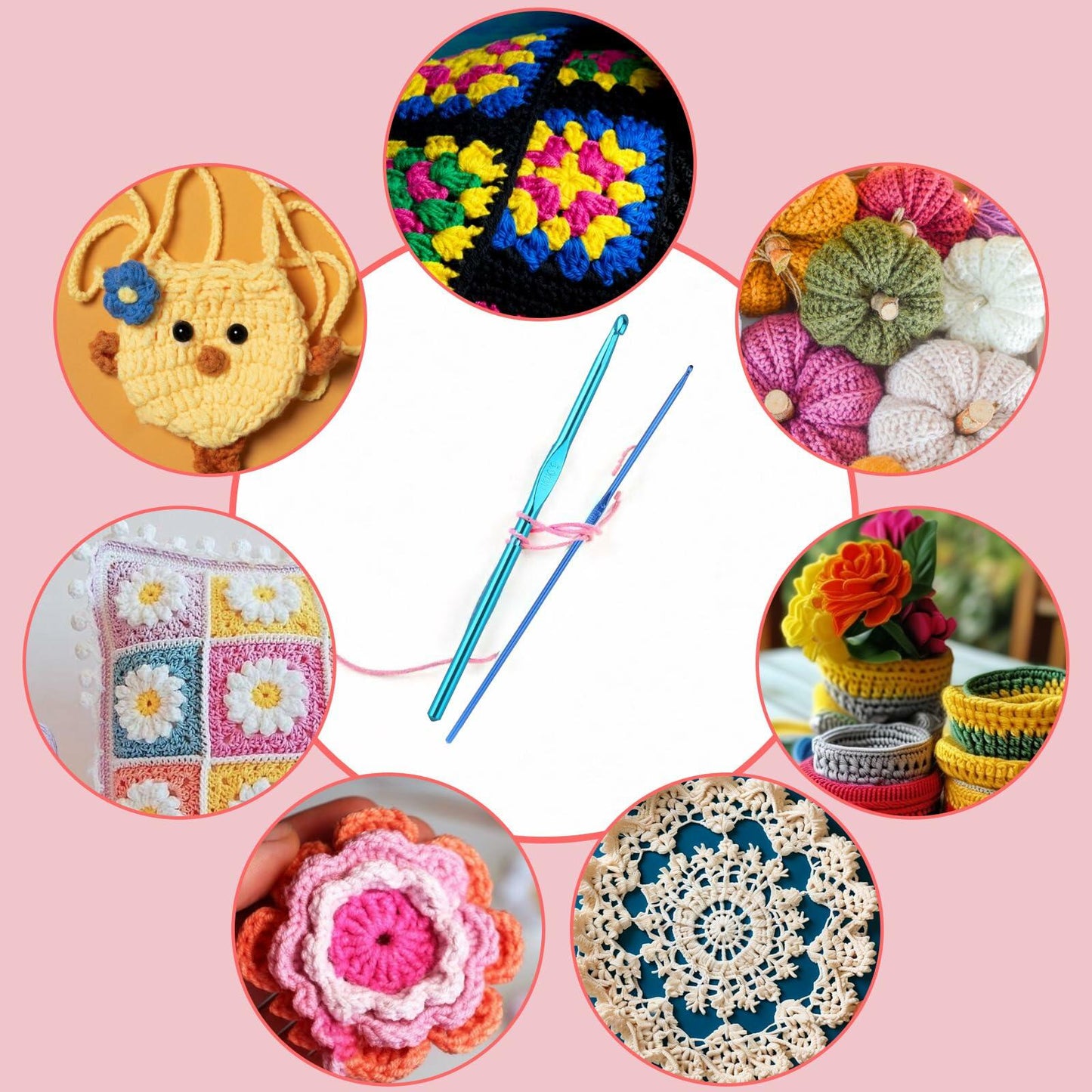 ZEYIYER 100 PCS Beginner Crochet Kit Yarn Hooks Supplies Travel Set