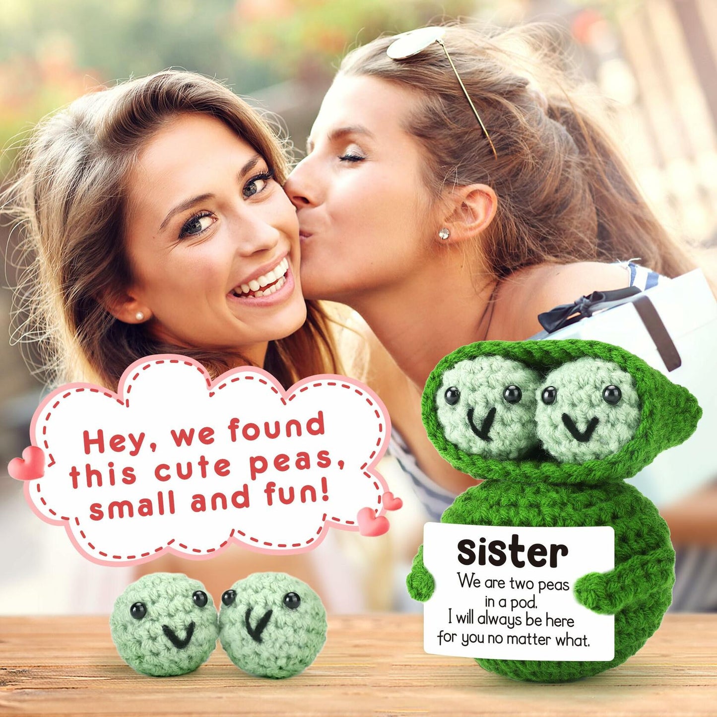LEJIAJINW Handmade Mini Peas Gift for Sister Best Friend Cute Valentine