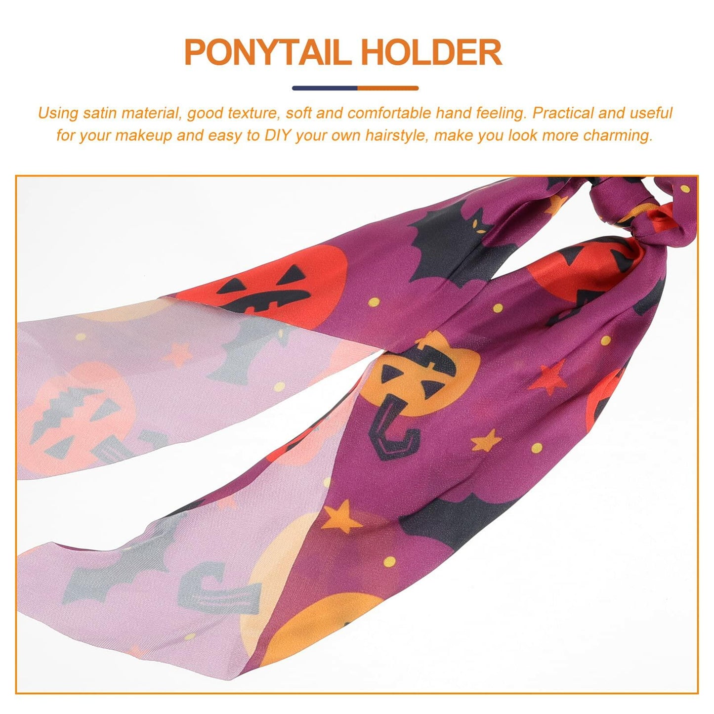 4pcs Halloween Pumpkin Satin Hair Scrunchies Elastics Orange for Girls