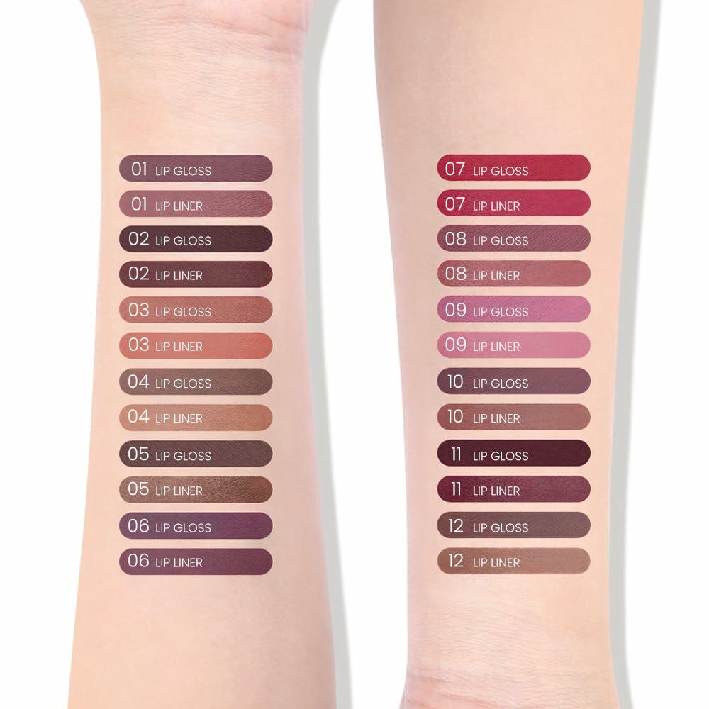 BestBy08/27 evpct Lip Liner Pencil & Lip Gloss Set Dark Red 02#