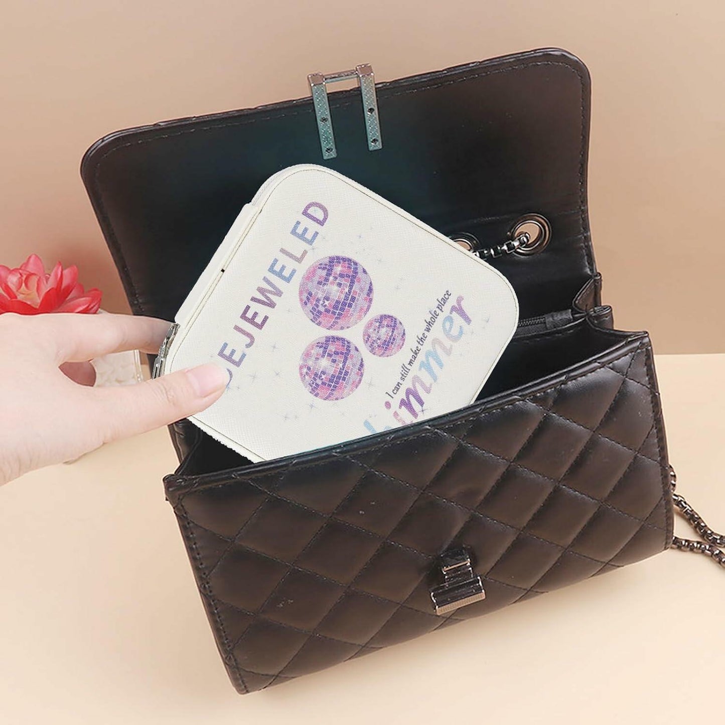 Sincerez Jewelry Box Small Portable Organizer Rings Necklaces Black