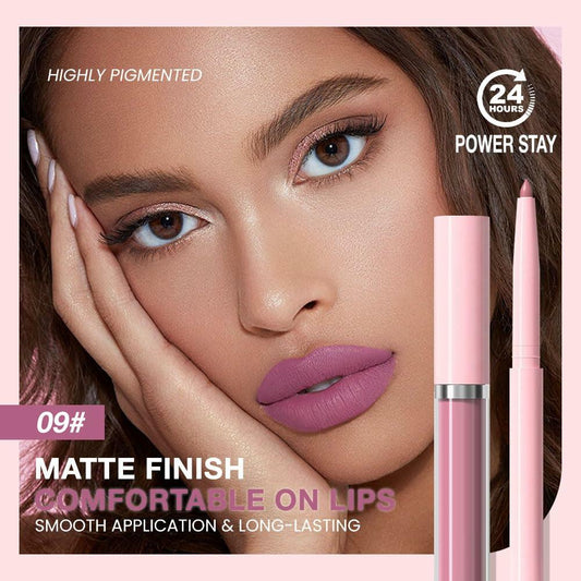 BestBy08/27 evpct Lip Liner Pencil & Lip Gloss Set Waterproof Matte Pink 09#