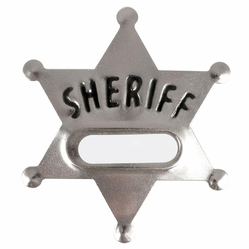 Metal Sheriff Badges Silver Star Name Badges Stickers Pack of 24