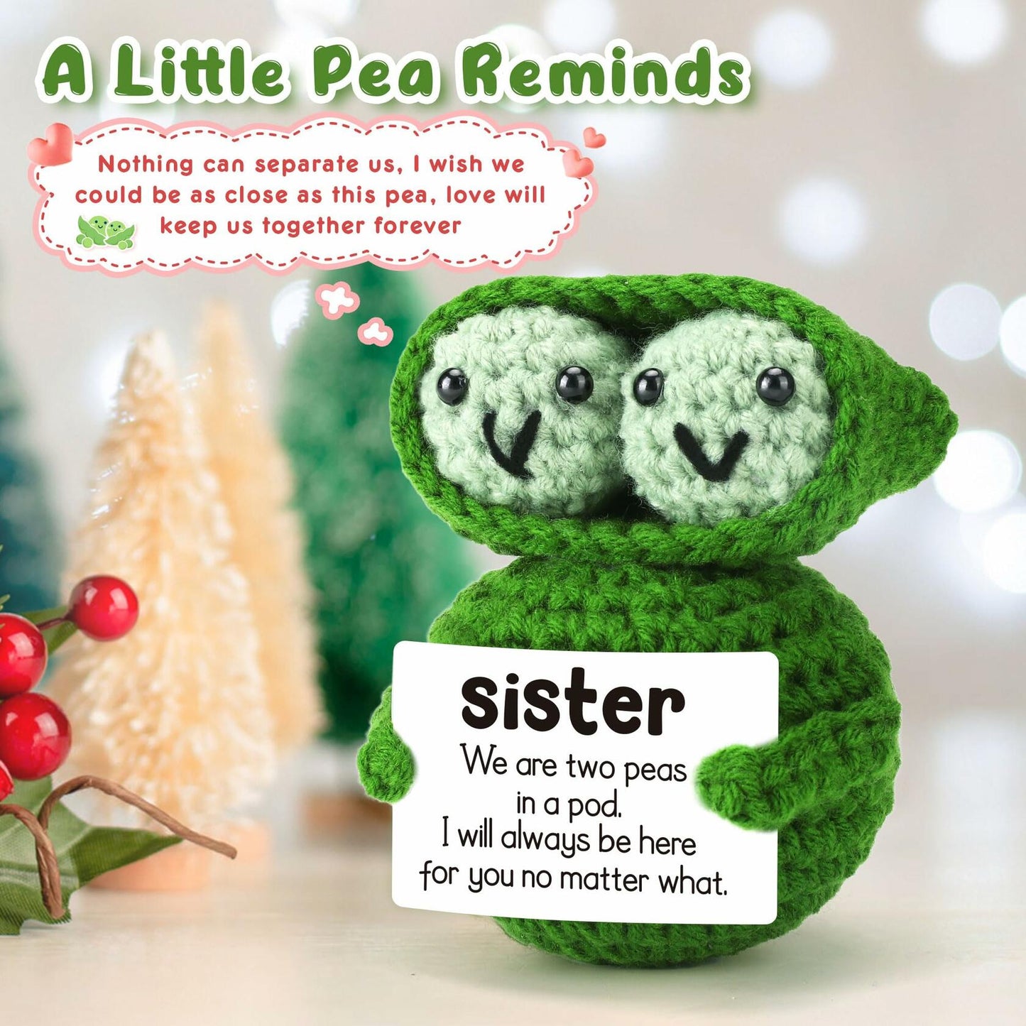 LEJIAJINW Handmade Mini Peas Gift for Sister Best Friend Cute Valentine