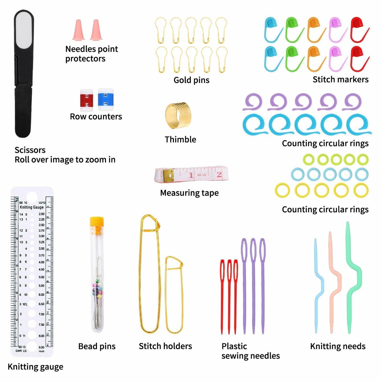 ZEYIYER 100 PCS Beginner Crochet Kit Yarn Hooks Supplies Travel Set