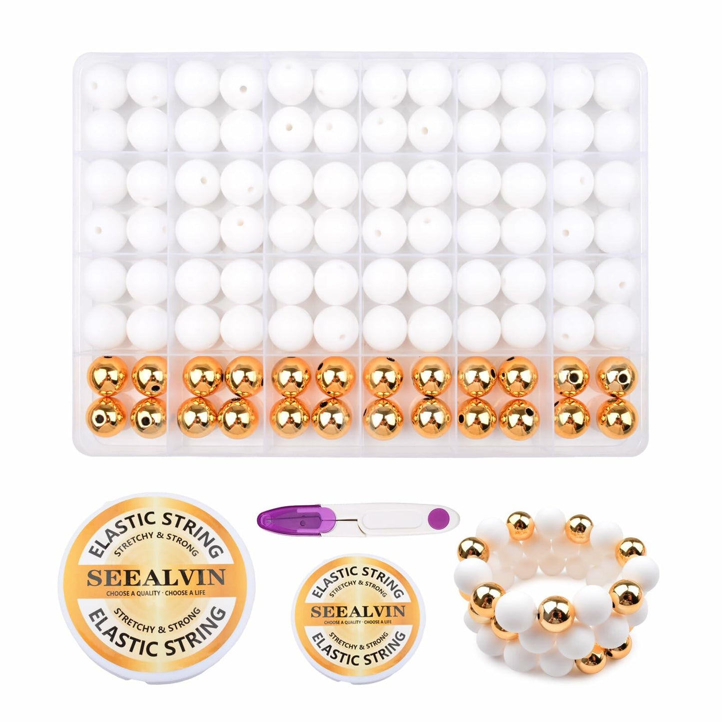 96PCS Silicone Beads Kit 15mm Round Rubber Beads 2 Colors DIY Crafts