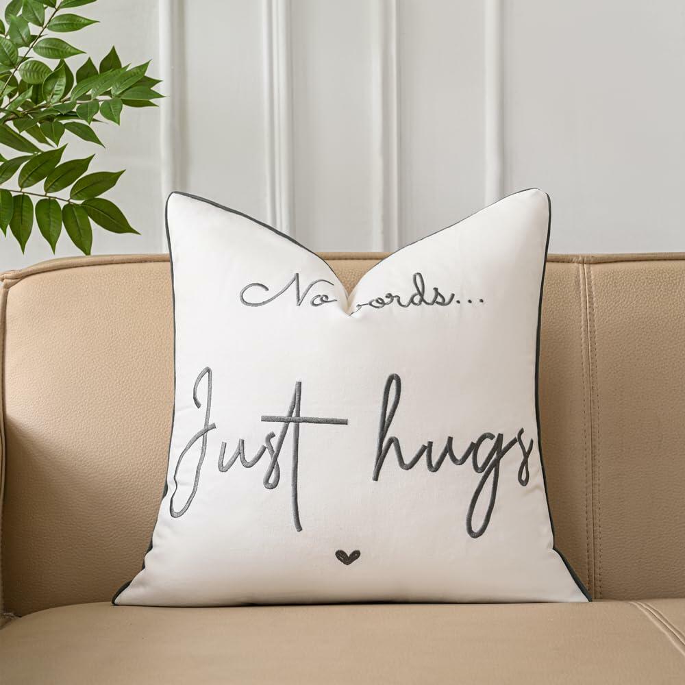 Sunkifover Embroidered Decorative Throw Pillow Cover 18x18 Grey