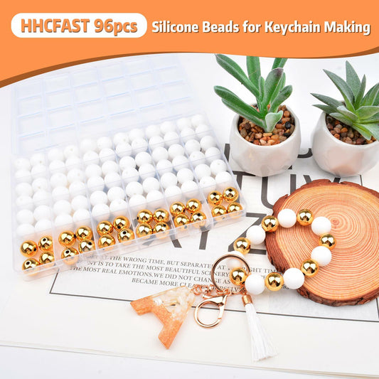 96PCS Silicone Beads Kit 15mm Round Rubber Beads 2 Colors DIY Crafts