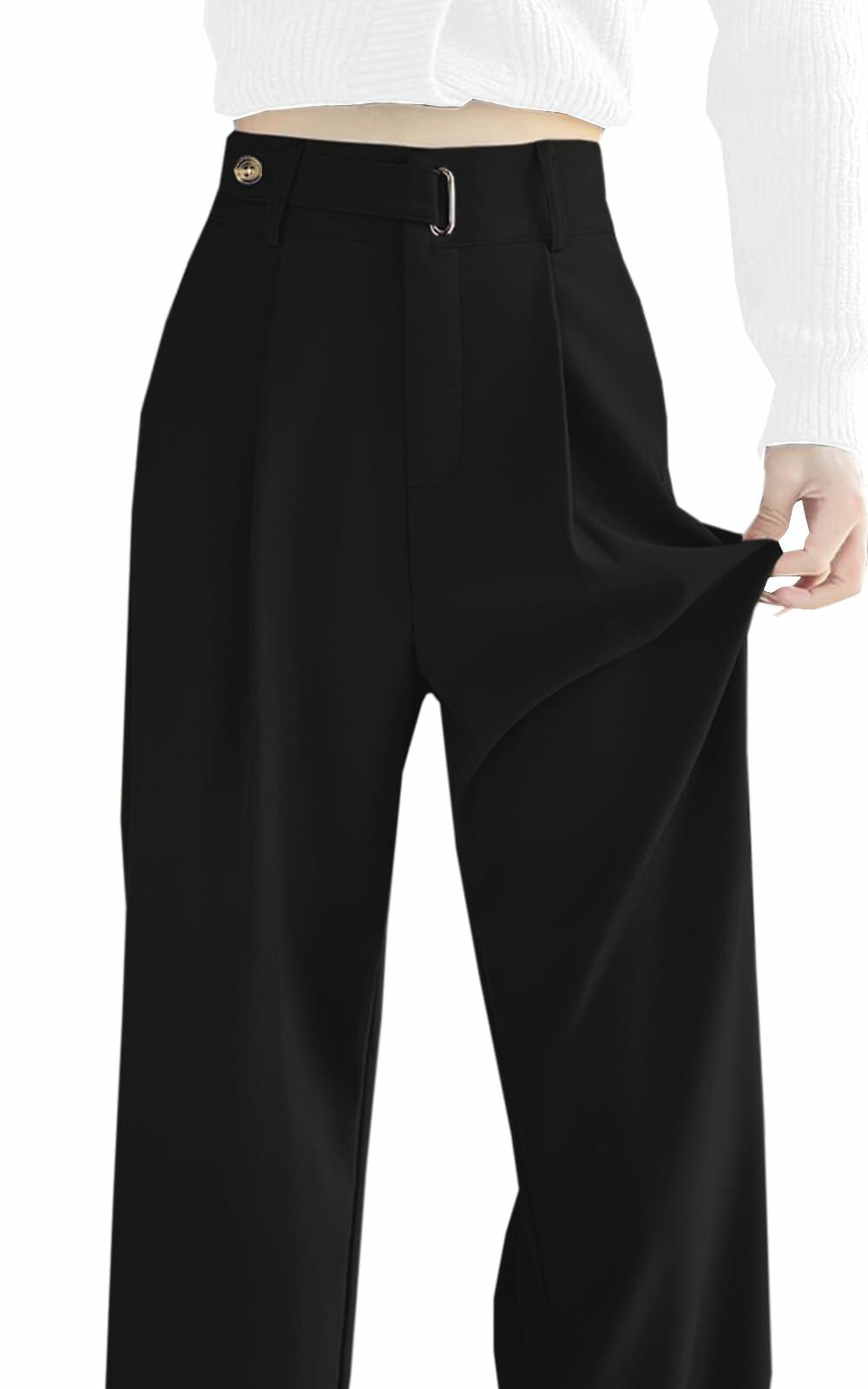 SANGTREE Womens Wide Leg Dress Pants Elastic High Waist Black Size Large